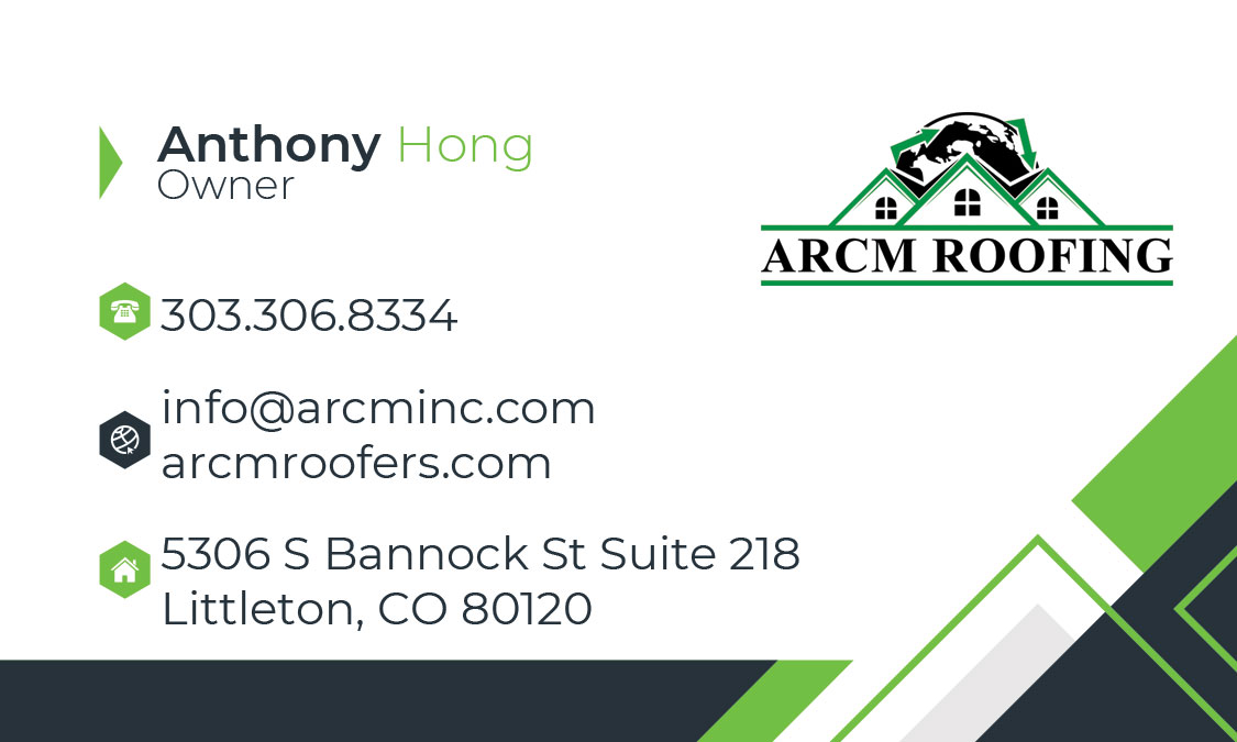 ARCM Roofing business card front