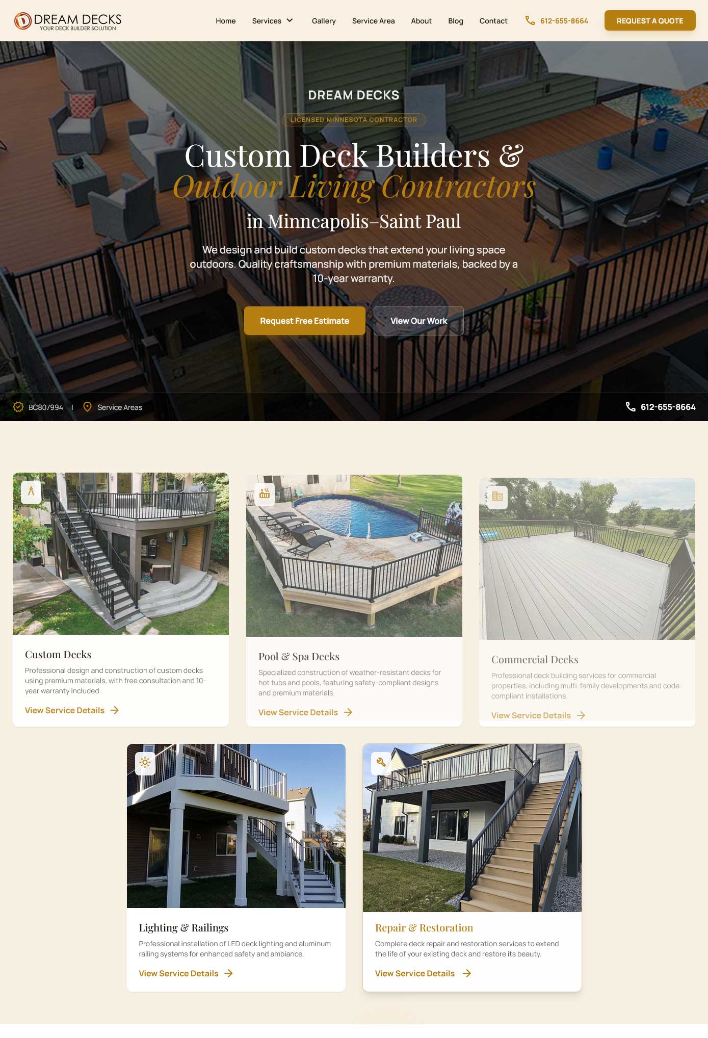 Dream Decks - Website Design by Multimedia Graphics