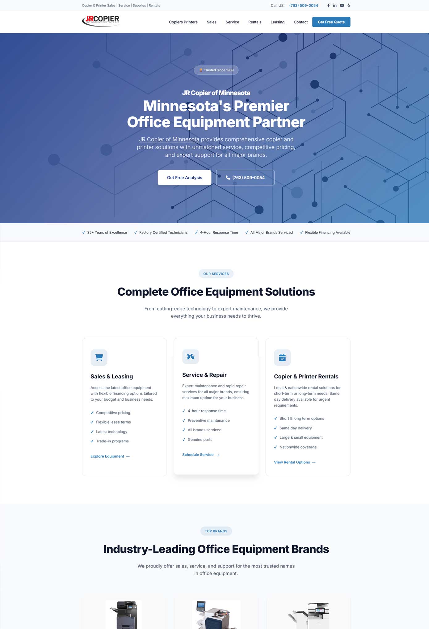 JR Copier of Minnesota - Website Design by Multimedia Graphics