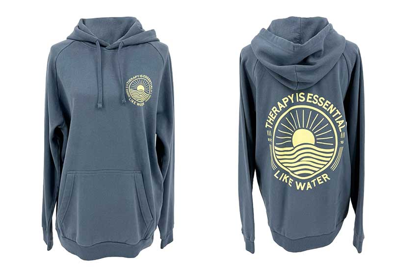 Clothing photography — Therapy Is Essential hoodie front and back