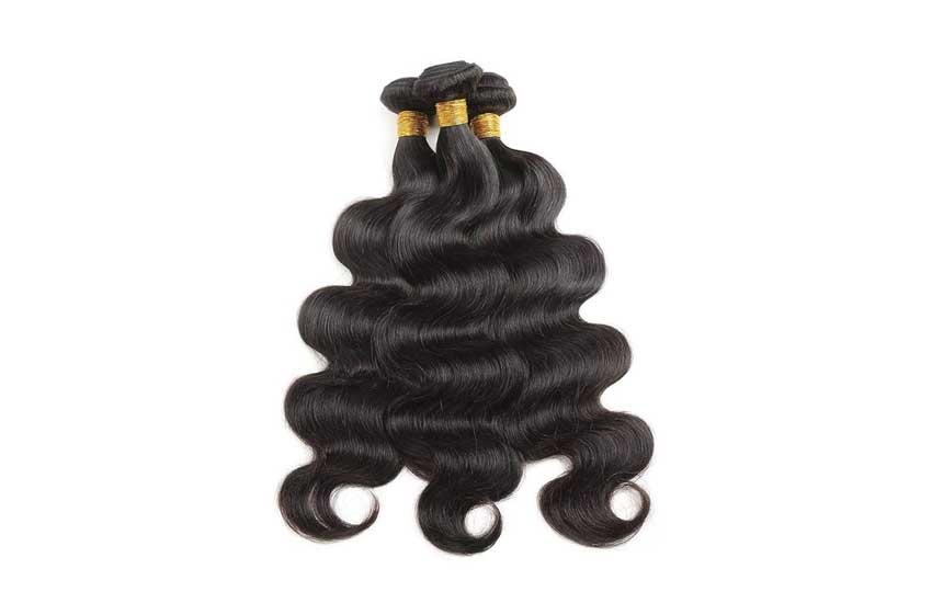 Hair product photography — body wave hair bundles